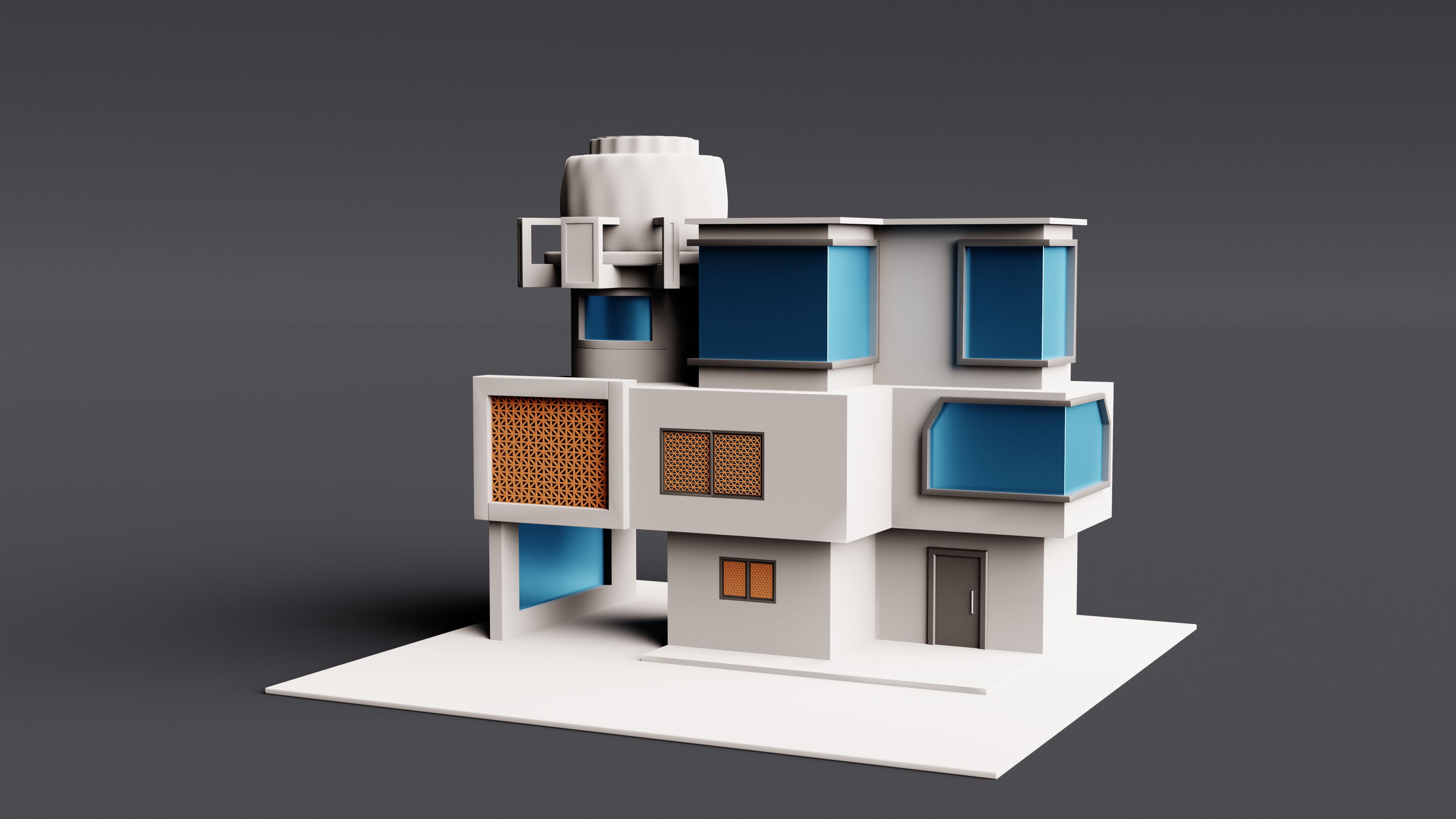 3D elevation design hero showing a contemporary building exterior.